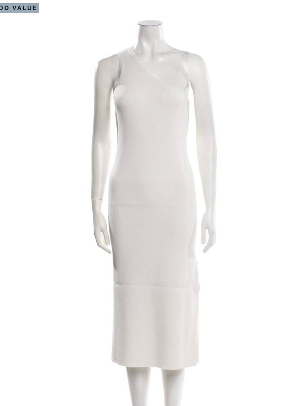 NakedCashmere Cream One-Shoulder Ribbed Midi Dress